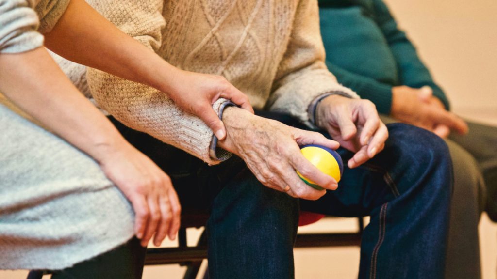 Old person Holding a Stress Ball