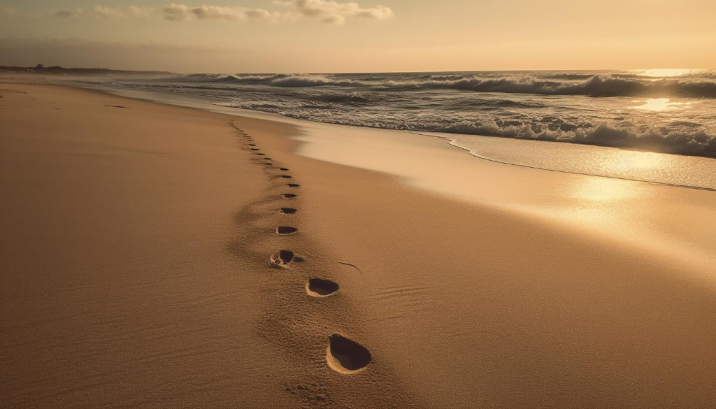 Walking on sand dune wave pattern reflection