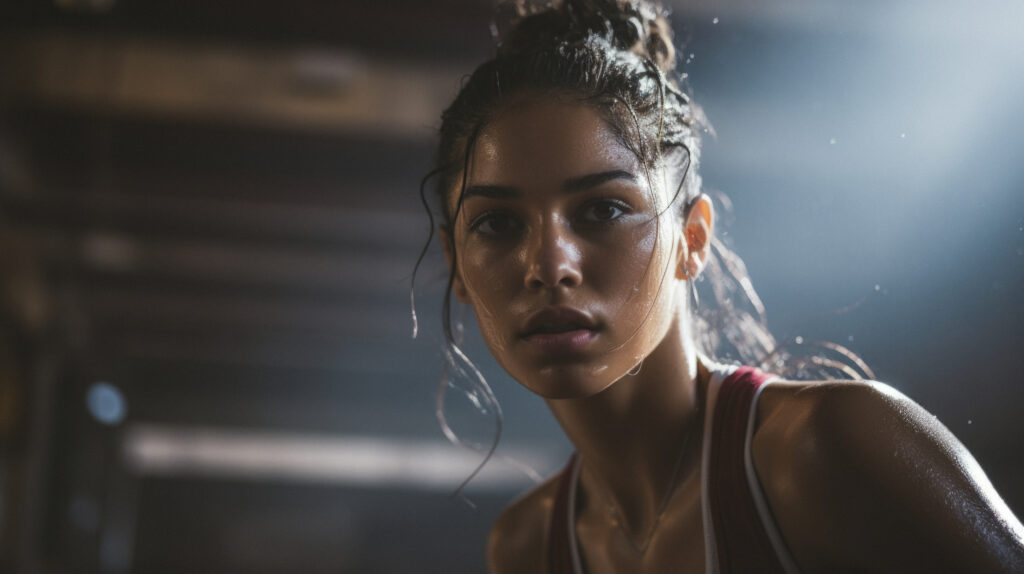 Portrait of young female basketball player